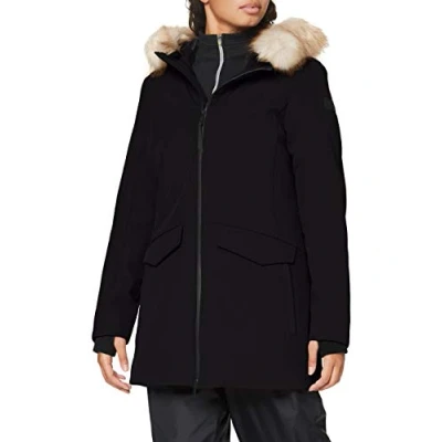 Imagen de CMP Parka softshell de mujer con capucha fija, Negro, XS