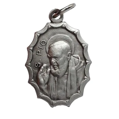 Imagen de MEDALLA OVALADA DE SAN PIO DA PIETRELCINA (PADRE PIO) / SANTA MARIA LAS GRACIA REALIZADA EN ALTO RELIEVE 100% HECHA ITLAY