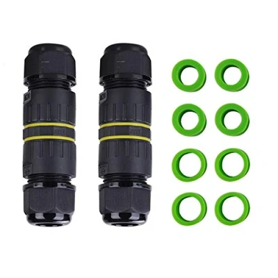 Imagen de YIXISI 2 Piezas Caja de Conectores Impermeables, 3 Polos IP68 Conector Cable, Cajas Empalmes Exterior, para Cable Ø 5 12 mm (Negro)