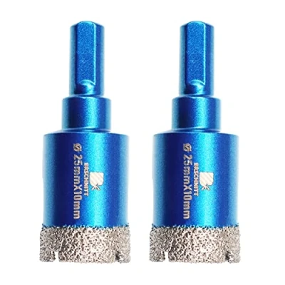 Imagen de Broca de Diamante 25mm BRSCHNITT Sierra Perforadora Vástago Triangular Porcelana Ceramica Azulejo Granito Mármol（2 piezas）