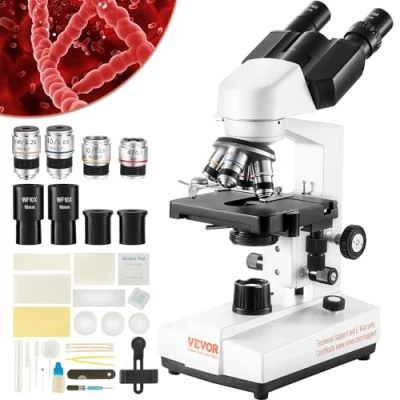 Imagen de VEVOR Microscopio Compuesto Biocular 40X 2500X con Biología de Etapa 2 Capas