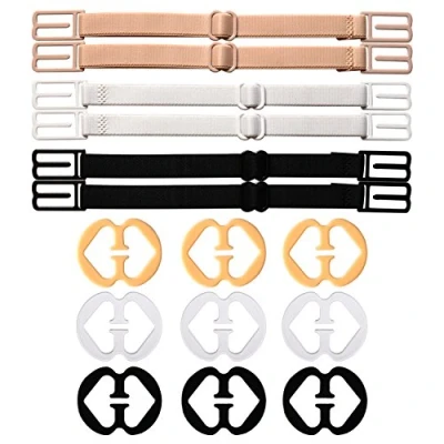 Imagen de 6 Piezas Tirantes de Sujetador Antideslizante Correa Ajustable Elástica Bra Soporte con 9 Clips