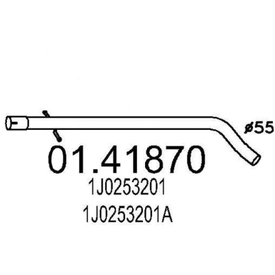 Imagen de MTS 01.41870 Tubo de escape 890 delante para silenciador intermedio VOLKSWAGEN: Golf 4, 4 Variant, SEAT: Leon I Hatchback, Toledo 2 Limousine