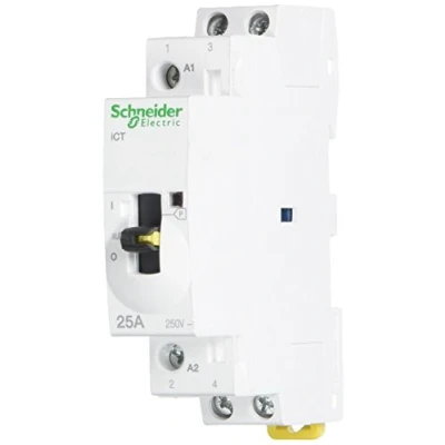 Imagen de Schneider Electric A9C21132 iCT Contactor Manejo Manual, Acti9, 25A, 2NO, 24VCA, 50Hz, Blanco