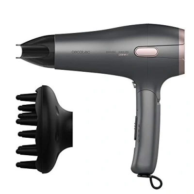 Imagen de Cecotec Secador de Pelo Iónico Bamba IoniCare 5250 EasyCollect Pro. 2100 W, Función recogecables automático, Plegable, Ion Real, Boquilla concentradora y Difusor, 2 Velocidades, Gris
