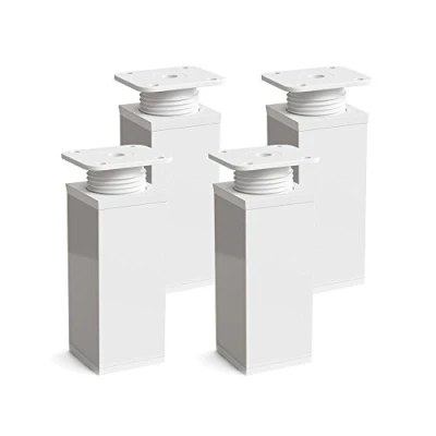 Imagen de sossai® Patas para muebles MFV1 4 piezas altura regulable Diseño: Blanco Altura: 100 mm (+20mm) Perfil cuadrado: 40 x Tornillos incluidos