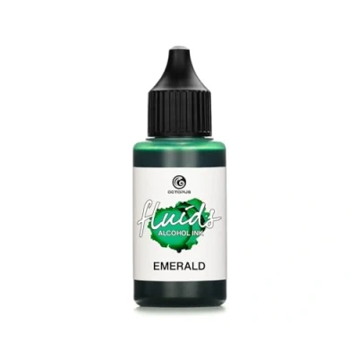 Imagen de Octopus 30ml Fluids alcohol Ink EMERALD, Tinta al para Fluid Art y Resin Art, verde