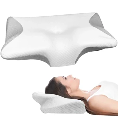Imagen de Maxentico 63 x 37 12cm Almohada Cervicales y Cuello, Almohadas para Dormir, Cojin Cervical, Espuma Suave Collarín Cervical de Viscoelastica
