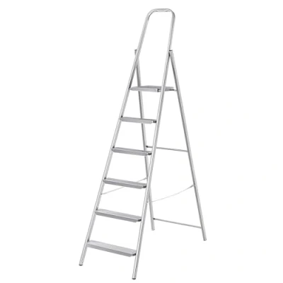 Imagen de KADAX escalera de acero un lado con patas antideslizantes, estante, plegable, doméstica peldaños anchos (6 peldaños)