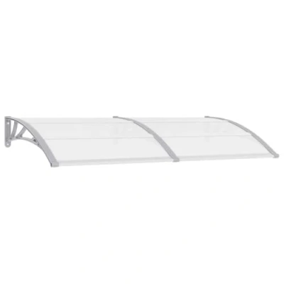 Imagen de vidaXL Marquesina para Puerta PC Hogar Protección contra Lluvia Viento Intemperies Resistente Funcional Práctica Gris y Transparente 200x75 cm