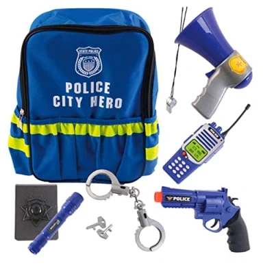 Imagen de Tachan Mochila 7 Accesorios de policía para Juego, Color Azul (CPA Toy Group Trading S.L. 746T00535)