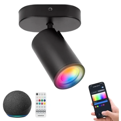 Imagen de Aigostar Focos de Pared GU10 Lámpara Techo Compatible con Alexa Bluetooth Mesh, 1 Luce LED Inteligente, Regulable Colores y 2700 6500K, Apliques Interior para Salas Cocina Pasillos