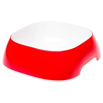 Imagen de Ferplast Glam Comedero para Gato Comida y Agua de plástico Moderno, Antideslizante, fácil Limpiar, 1,2 litros, Rojo