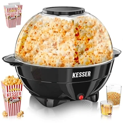 Imagen de KESSER® Popcorn Maker 800W Palomitero de 5,5l capacidad con tapa revestimiento antiadherente y bol para servir aceite, mantequilla azúcar incl. vaso palomitas