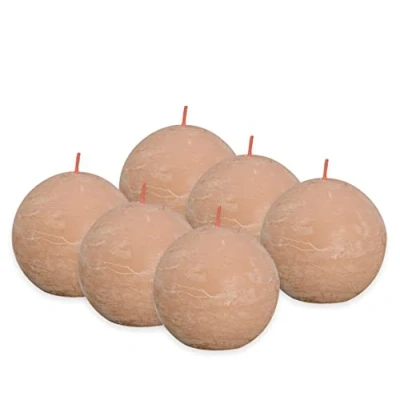 Imagen de Bolsius Rustik Velas Rosa (6 unidades, diámetro de 7,6 cm, duración combustión: 25 horas, sin perfume, cera vegetal natural, aceite palma)