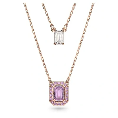 Imagen de Swarovski Collar en capas Millenia, Talla octogonal, Baño tono oro rosa