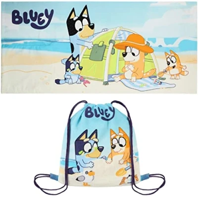 Imagen de Bluey toalla de playa plegable para niños y niñas, baño
