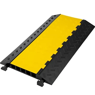 Imagen de Happybuy Pasacables de Suelo para Proteger las Cables Protector Cubierta Piso Exteriores Goma 5 canales