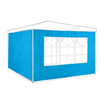 Imagen de Relaxdays Set de 2 Paneles Laterales Carpa, 2x3 m, Cortinas Cenador, con Ventana, Impermeables, Lonas Cierre, Azul Claro