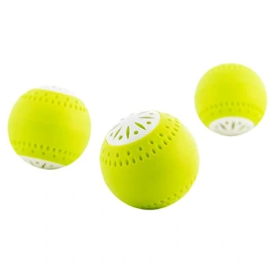 Imagen de InnovaGoods® Ecobolas para Frigorífico Natural, Desodorizante Reutilizable con Carbón Activo, Neutralizador de Olores, Fabricado en ABS Libre BPA, Color Verde Limón, 3 Unidades, 5cm.