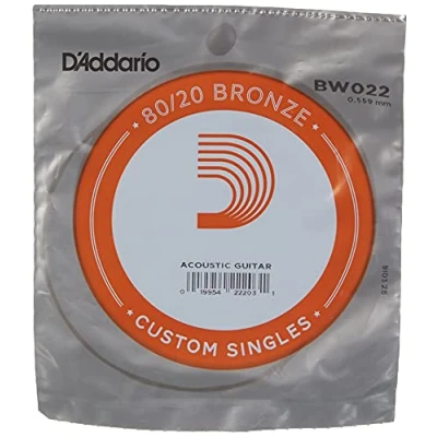 Imagen de D&#039;Addario BW022, cuerda individual para guitarra acústica, entorchada en bronce, .022