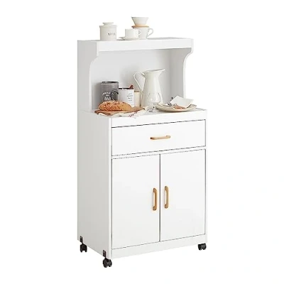 Imagen de SoBuy FSB12 W,Aparador Auxiliar de madera ingenieria bajo Cocina con 2 Puertas y 1 cajon, para microondas,L62 cm x P40 H119 cm,ES
