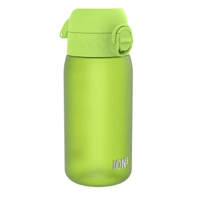 Imagen de Ion8 Botella de Agua para Niños, 350ml, a Prueba Fugas, Fácil Abrir, Cerradura Segura, Apta Lavavajillas, Sin BPA, Asa Transporte, Limpiar, Neutro en Carbono, Verde
