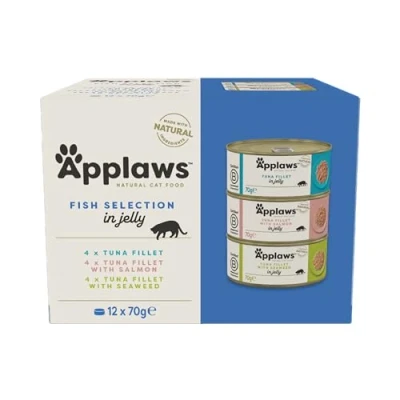 Imagen de Applaws Natural Wet Cat Food Fish Selection in Jelly (Pack of 12 x 70g Tins)