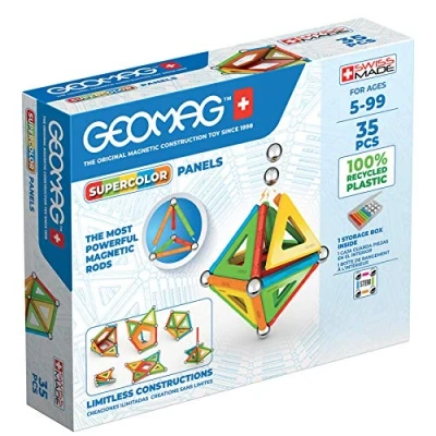 Imagen de Geomag Supercolor, Juego de Bloques Construcción Magnéticos para Niños, Juguete Magnético, Colección Verde Plástico 100% Reciclado, 35 Piezas