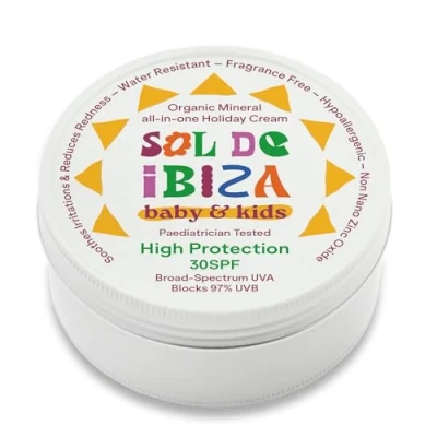 Imagen de Sol de Ibiza Protector Solar Mineral SPF30 Cara &amp; Cuerpo Ingredientes Naturales Óxido Zinc Non Nano Vegano Resistente al agua 0+ meses 100g NUEVA TEXTURA CREMOSA