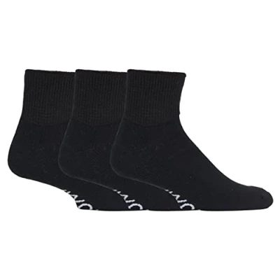 Imagen de IOMI Hombre y mujer calcetines algodon diabeticos cortos sin elásticos para verano en blancos negros (46 50 eur, Black)