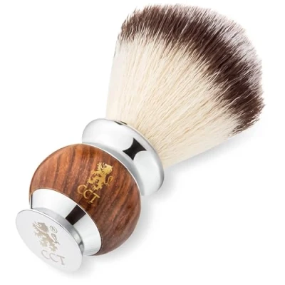 Imagen de The Cambridge Cut Throat® Brocha Afeitar Vegano de Tejón Sintético, Madera y Acero Inoxidable Primera Calidad Regalo Hombre Ideal para el Aseo Masculino