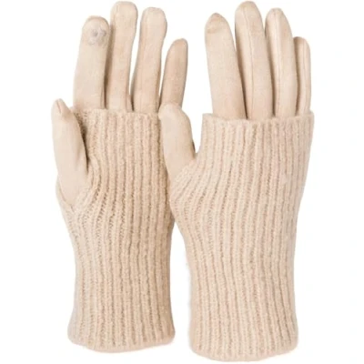 Imagen de styleBREAKER guantes de mujer tela para pantallas táctiles con puños punto amovibles, dedos, invierno 09010021, color:Beige