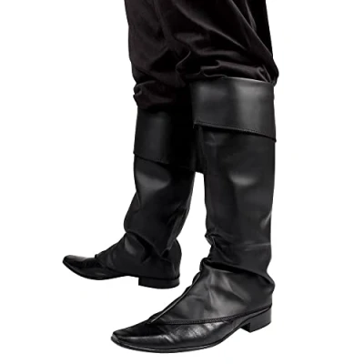 Imagen de Boland 81996 Cubrebotas negro, cubrebotas, imitación de cuero, pirata, mosquetero, bandido, ladrón, carnaval, halloween, fiesta disfraces, temática, disfraz, teatro