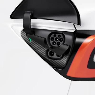 Imagen de Spigen Tesla Model 3 2021 2023 e y Juego de Película Protectora Envoltura Puerto Carga, Diseño Premium, Diseñado para Accesorios Edición Carbono