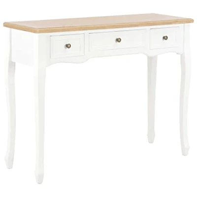 Imagen de vidaXL Mesa Entrada Recibidor Consola 3 Cajones Madera MDF Mesita Auxiliar Pasillo Vestíbulo Comedor Teléfono Llaves Mueble Aparador Tocador Blanco