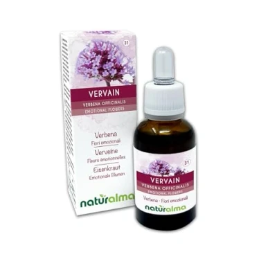 Imagen de Vervain o Verbena (Verbena officinalis) Flores de Bach Naturalma Gotas 30 ml Extracto líquido sin alcohol Esencias florales Vegano y libre