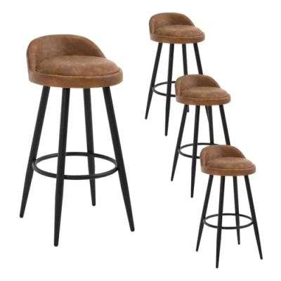 Imagen de WOLTU 4X Taburete Alto de Cocina Bar con Reposapiés Tapizados en Cuero sintético Silla Alta Metal Marrón BH327br 4