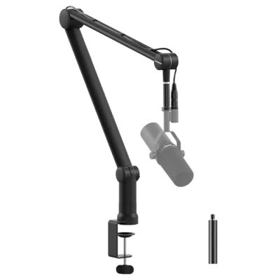 Imagen de IXTECH soporte de micrófono brazo con tubo extensión mejorado para Shure SM7B MV7 Blue Yeti azul Yeti, escritorio plegable tijera juegos podcast