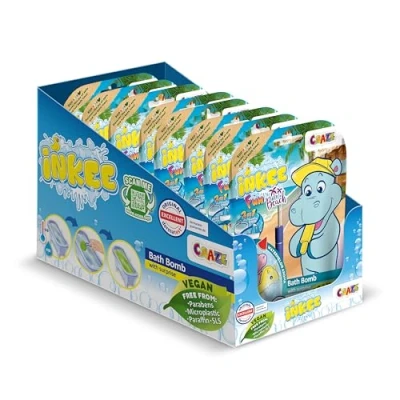 Imagen de INKEE Pack de 8 Bombas Baño Infantiles Bath Fun con Regalo Sorpresa en el interior, figurita Hipopótamo (6 modelos diferentes) aroma a sandía