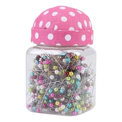Imagen de Hlitand 500 Unids Perlas Multicolor Agujas de Acolchar Pins en Tela Rosa Cojín Pin Botella Costura Artesanía