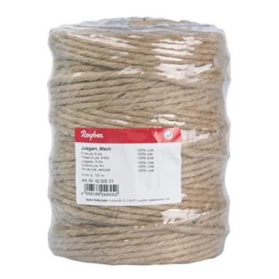 Imagen de Rayher Hilo de Yute, Sextuple, 6mm Ø, Natural, Bobina 120m