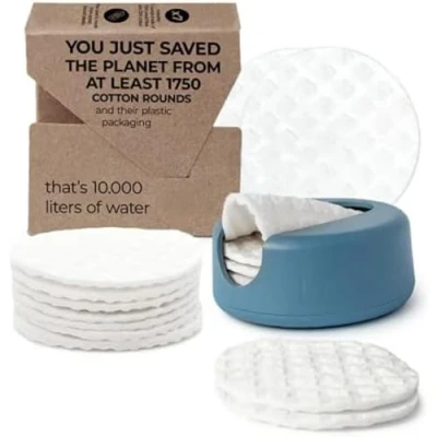 Imagen de LastRound® Almohadillas de algodón reutilizables, alternativa ecológica a las rondas un solo uso (Azul)