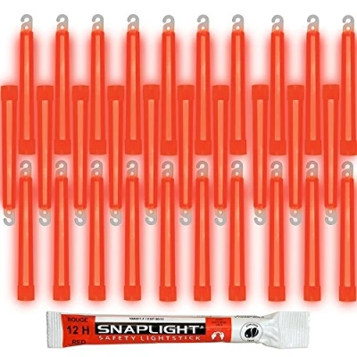 Imagen de Cyalume Barras de luz roja SnapLight Glow Sticks 15cm, 6 inch Lightstick super brillante con duración 12 horas (Caja 30)