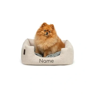Imagen de lionto Cama para Perro cojín de Piso Reversible, (S) 60x50 cm Beige (con Nombre Impreso)