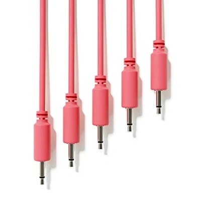 Imagen de ExcelValley 5 Pack Cables de Conexión Mono Modulares TS 3,5mm 1/8&quot; Eurorack Sintetizador [Durazno 15 cm 6&quot;]