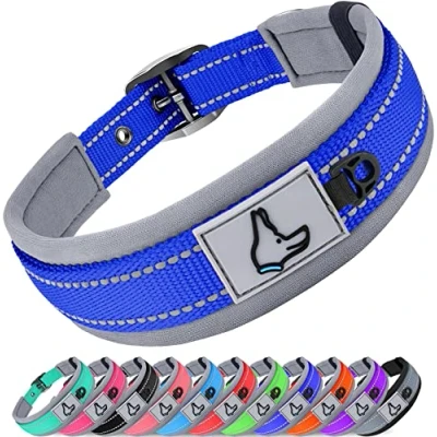 Imagen de Joytale Collar Perro, Resistente Perro Grande, Reflectante Ajustable Perros de Acolchado Neopreno Nylon, Azul Oscuro, XL