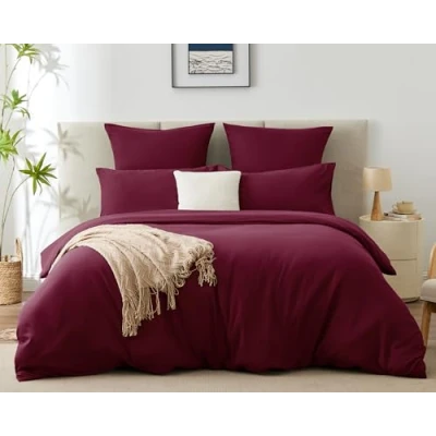 Imagen de WAVVE Funda Nórdica 220x240 cm 1pc con Almohada 65x65 2pcs, Borgoña