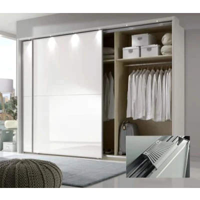 Imagen de EVOTRADE Kit de sistema deslizante para armarios con puertas colgantes 2, 3, 4 Perfil riel 3 metros Cierre suave amortiguado (2 puertas, carros niquelados)