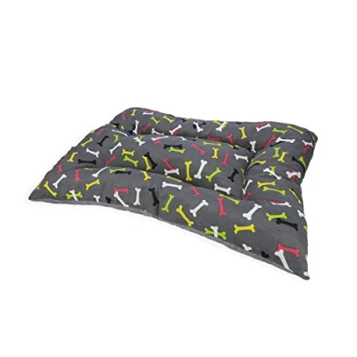 Imagen de Acomoda Textil Cama para Perros de Tela, Reversible y Lavable. Colchoneta Mascotas Transportín Hogar. (90x65, Huesos)